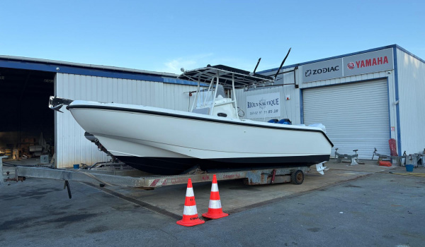 T-Top sablé, thermolaqué et toile neuve sur Boston Whaler 260 | Rioux Nautique