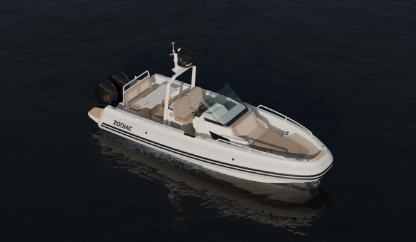 Vue avant du Zodiac X9.0 CC, semi-rigide premium alliant design moderne et sécurité optimale pour les sorties en mer | Rioux nautique