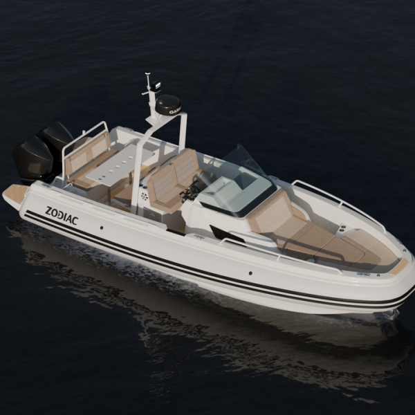 Vue avant du Zodiac X9.0 CC, semi-rigide premium alliant design moderne et sécurité optimale pour les sorties en mer | Rioux nautique